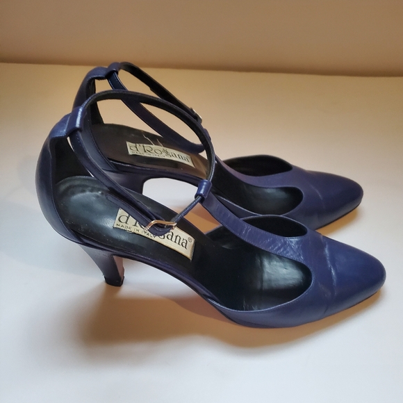 Vintage d'rossana Blue leather shoes size 8B pinup mod Vintage - Picture 1 of 12